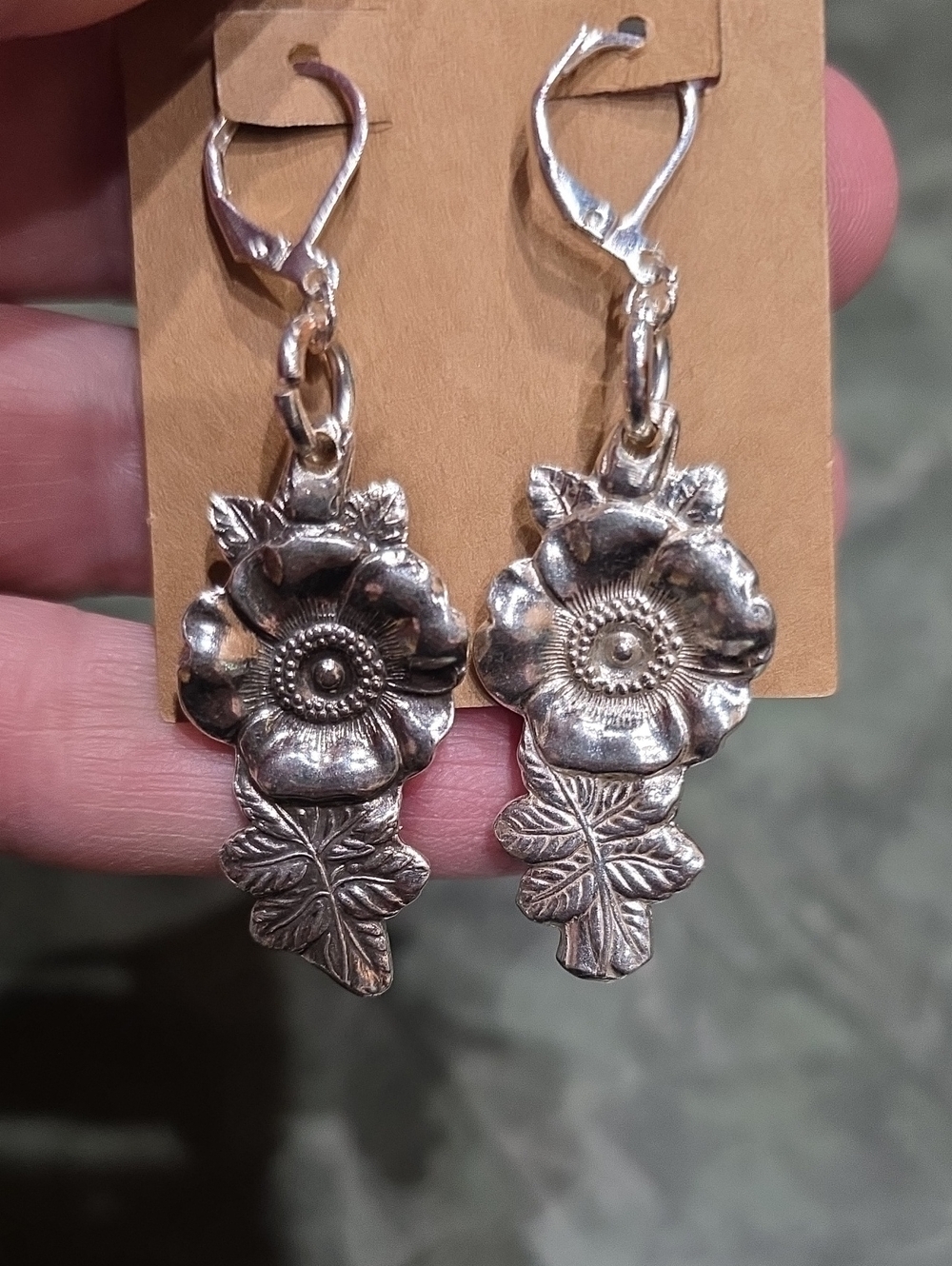 Silverware Flower Earrings - Picture 4 of 4